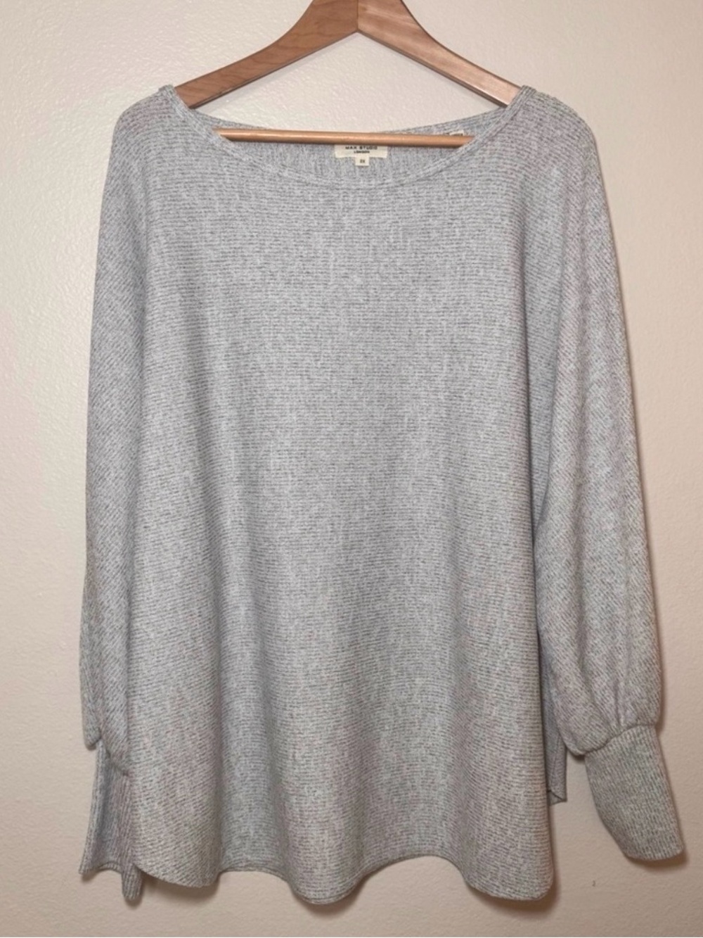 Max Studio Gray Lightweight Balloon Sleeve Sweater 2X Soft Knit